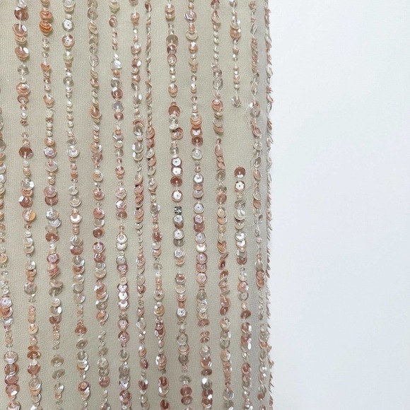 NWT Mac Duggal Beaded Column Gown Midi Dress Women's Champagne Size 14 $598 - Picture 10 of 11